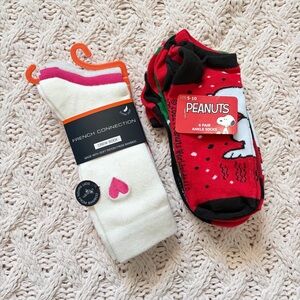 Set of 2 NWT Women’s Socks - French Connection & Peanuts/Snoopy Socks
